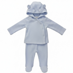 Baby Blue Ribbed Two-Piece Hooded Set